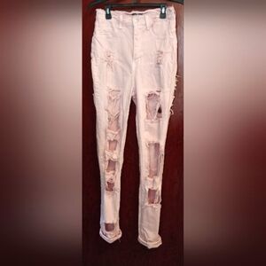 🌞Pink Destructed Skinny Jeans